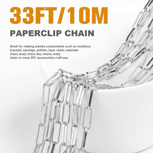 [33 FT] Gold Paperclip Chains Roll, 3.8mm Wide 14K Gold Plated Brass Paperclip Link Chains Spool Bulk for Jewelry Making in Saudi Arabia