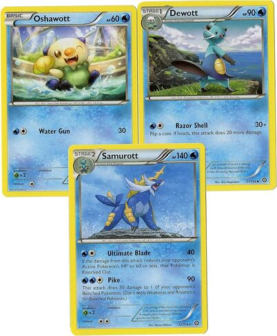 Samurott 32/114 - Dewott Oshawott - Steam Siege - مجموعة بطاقات تطور البوكيمون - مجموعة بطاقات نادرة مكونة من 3 بطاقات in Saudi Arabia