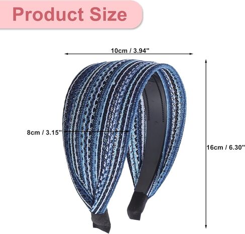 VOCOSTE Wide Headbands for Women, Large Head Bands for Women's Hair Non-slip, Extra Wide Bohemia Headbands, Thick Headbands with Teeth Hair Accessories, Black in Saudi Arabia