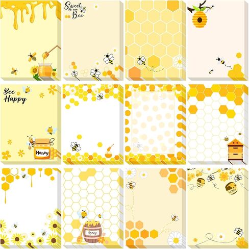 12 Pieces Bee Sticky Notes Bee Notepads 3x4 Inch Adhesive Bee Memo Notes Bee Gifts for Women Bee to Do List for Memo Reminder List for Office Home Supplies Teachers Gift in Kuwait