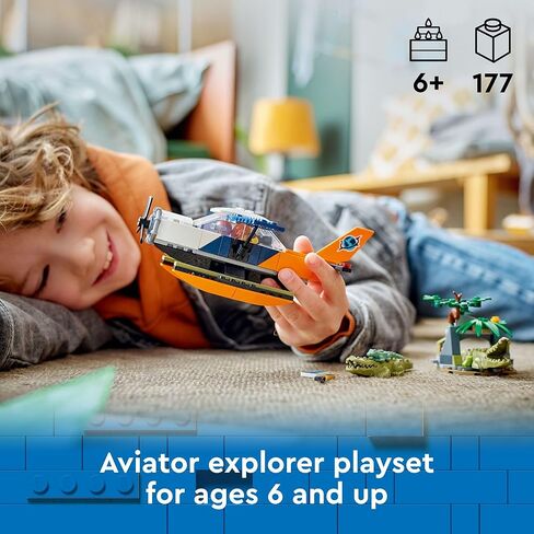 LEGO City Jungle Explorer Water Plane Toy Building Set, Buildable Seaplane for Boys and Girls Ages 6 and Up, Fun Summer Toy or Kids Gift Idea with 2 Minifigures, a Frog and 3 Crocodile Figures, 60425 in Saudi Arabia