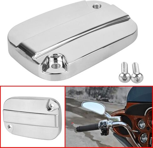 1 Pcs Chrome Front Brake Fluid Reservoir Cap Master Cylinder Cover for Harley Touring Electra Glide Road King 2007-2012 (Right) in Kuwait
