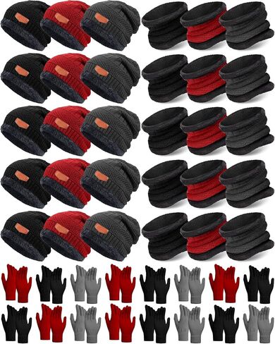 Toulite 45 Pieces Kids Winter Hat Glove Scarf Sets Warm Fleece Lining Beanie Hat Mitten Neck Warmer for Boys Girls Gifts in Saudi Arabia