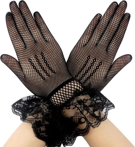 Lace Gloves Tea Party Gloves Lace Gloves Women Short Elegant Wedding Bridal Gloves Opera Halloween Cosplay Gloves in Saudi Arabia