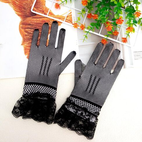 Lace Gloves Tea Party Gloves Lace Gloves Women Short Elegant Wedding Bridal Gloves Opera Halloween Cosplay Gloves in Saudi Arabia