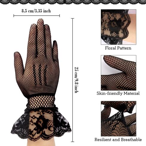 Lace Gloves Tea Party Gloves Lace Gloves Women Short Elegant Wedding Bridal Gloves Opera Halloween Cosplay Gloves in Saudi Arabia