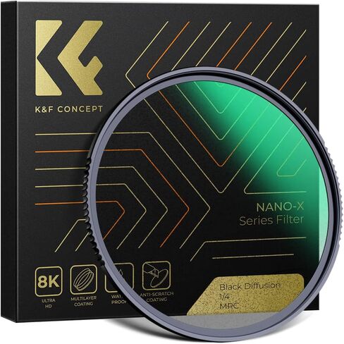 K&F Concept 95mm Black Diffusion 1/4 Filter Mist Cinematic Effect Filter with 28 Multi-Layer Coatings Waterproof/Scratch Resistant for Video/Vlog/Portrait Photography in Saudi Arabia