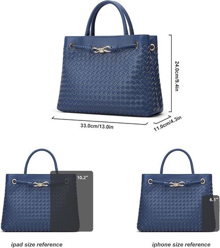 Woven Bag for Women Shoulder Purse: Vegan Leather Handbag - Handmade Tote Bag - Elegant Satchel Bag with Bowknot in Saudi Arabia