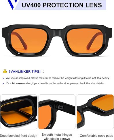 VANLINKER Retro Chunky Rectangle Sunglasses for Men Women Vintage Trendy Square Thick Sun Glasses VL9823 in Saudi Arabia