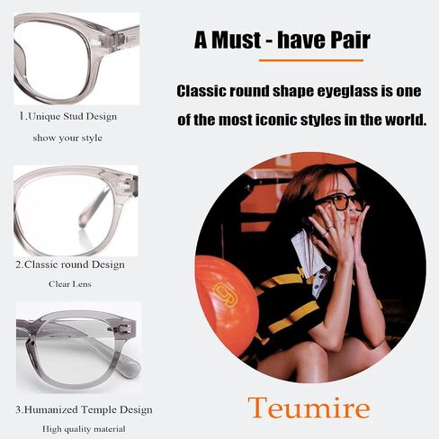 Johnny Depp Round Glasses for Women Men Vintage Circle Thick Frame Eyeglasses Non Prescription Glasses Clear lens Eyewear in Saudi Arabia