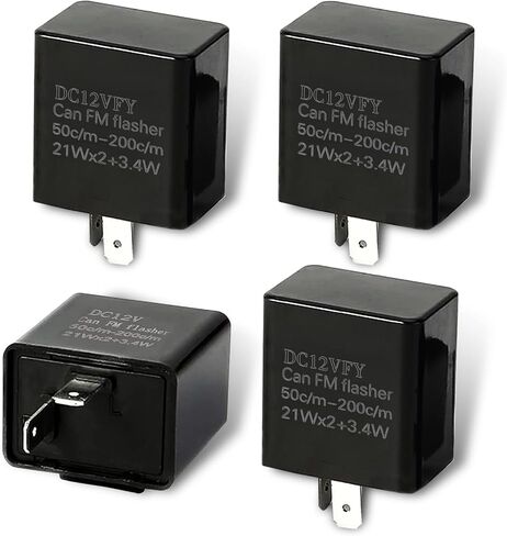 4 PCS Car DC 12V 2-pin Turn Signal Flasher Relay, 1.33" x 0.94" x 1.37" Insulated Flame Retardant Housing LED Adjustable Frequency Standard Relay, Plug-in Relay for Cars, Motorcycles (Black) in Saudi Arabia