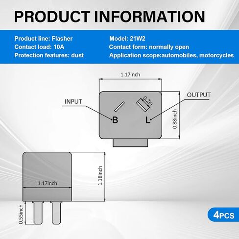 4 PCS Car DC 12V 2-pin Turn Signal Flasher Relay, 1.33" x 0.94" x 1.37" Insulated Flame Retardant Housing LED Adjustable Frequency Standard Relay, Plug-in Relay for Cars, Motorcycles (Black) in Saudi Arabia