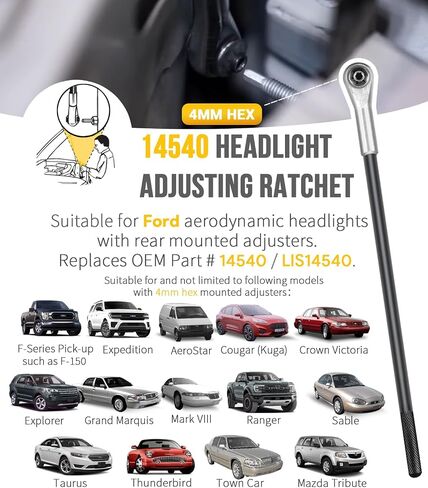 14540 4mm Hex Headlight Adjusting Ratchet Wrench for Ford in Saudi Arabia