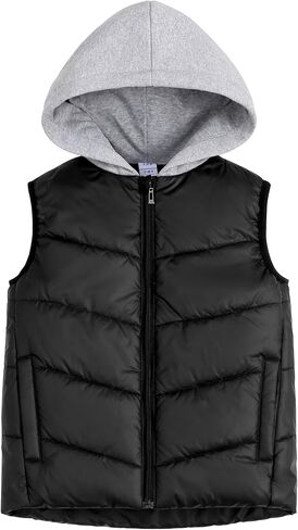 Happy Cherry Kids Snow Vest Jacket Hooded Padded Waistcoat Boys Girls Winter Warm Lightweight Sleeveless Puffer Vest in Saudi Arabia