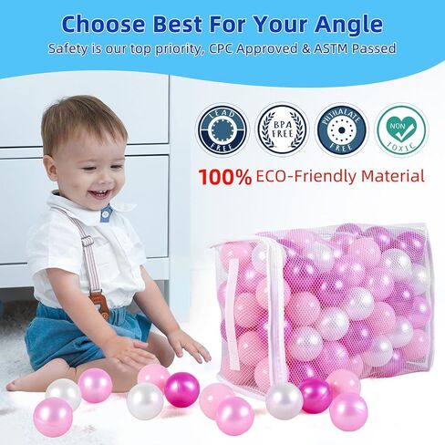 STARBOLO Ball Pit Balls for Baby and Toddler, 100pcs Phthalate Free BPA Free Crush Proof Plastic - Multicolored Pit Balls Play Toys for Kids Ball Pit, Pool,Play Tent,Party in Saudi Arabia