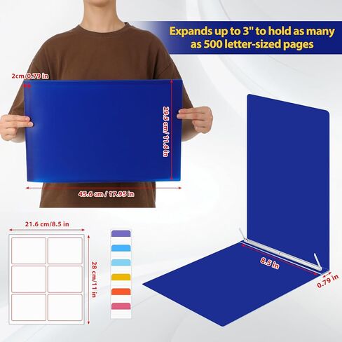 12 مجموعة من مجلدات العرض التقديمي مقاس 11 × 17 بوصة وغطاء تقرير من لوح الضغط بسعة 3 بوصات مع علامات تبويب مؤشرة ومثبتات معدنية وملصقات فارغة لتقارير ربط ومستندات مقترحات العرض (أزرق) in Kuwait