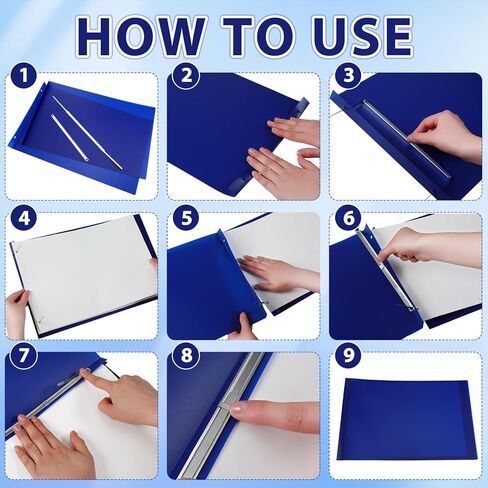 12 مجموعة من مجلدات العرض التقديمي مقاس 11 × 17 بوصة وغطاء تقرير من لوح الضغط بسعة 3 بوصات مع علامات تبويب مؤشرة ومثبتات معدنية وملصقات فارغة لتقارير ربط ومستندات مقترحات العرض (أزرق) in Kuwait