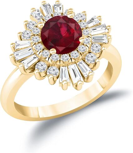 خاتم خطوبة Diamond Wish 3/4 قيراط من الألماس الفرنسي و1 قيراط من الياقوت الأحمر هالو من الذهب عيار 14 قيراط (H-J، I1-I2، cttw) مقاس من 4 إلى 9 in Saudi Arabia