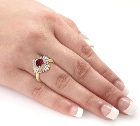 خاتم خطوبة Diamond Wish 3/4 قيراط من الألماس الفرنسي و1 قيراط من الياقوت الأحمر هالو من الذهب عيار 14 قيراط (H-J، I1-I2، cttw) مقاس من 4 إلى 9 in Saudi Arabia