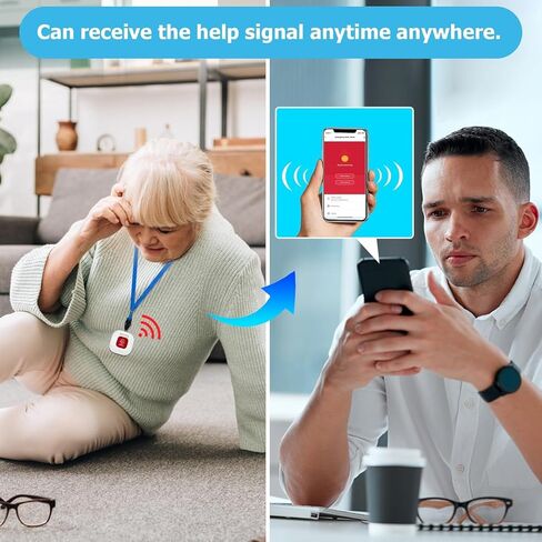 زر اتصال Tuya WiFi الذكي SOS، زر الذعر اللاسلكي، إنذار شخصي لكبار السن والمريض المعاقين، 2 أزرار طوارئ قابلة لإعادة الشحن، يدعم فقط شبكة Wi-Fi 2.4 جيجا هرتز in Kuwait