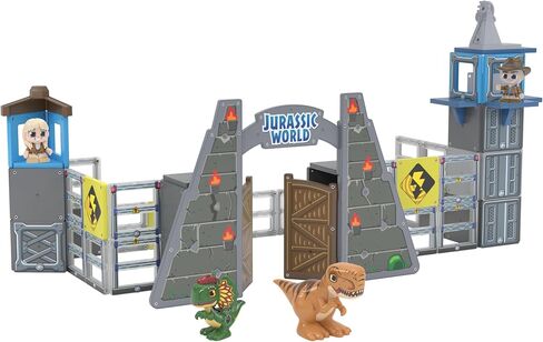 Tile Town Jurassic World Dino Rescue Magnetic Tiles Construction Building Set + Figures + Car, Kids 3-5+, New Action Tiles for Action Play, Realistic Builds, STEM Creative Toy in Saudi Arabia