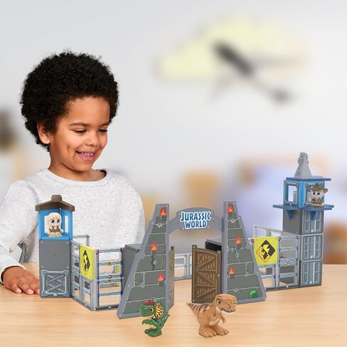 Tile Town Jurassic World Dino Rescue Magnetic Tiles Construction Building Set + Figures + Car, Kids 3-5+, New Action Tiles for Action Play, Realistic Builds, STEM Creative Toy in Saudi Arabia