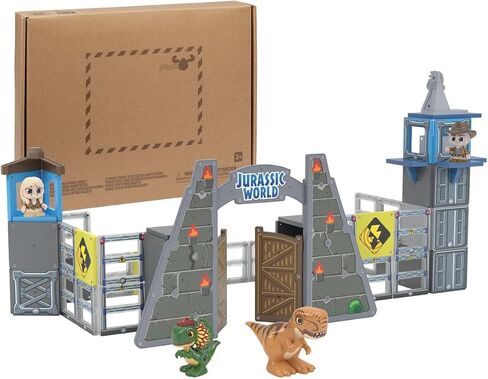 Tile Town Jurassic World Dino Rescue Magnetic Tiles Construction Building Set + Figures + Car, Kids 3-5+, New Action Tiles for Action Play, Realistic Builds, STEM Creative Toy in Saudi Arabia