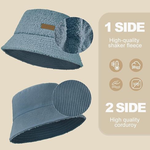 Sukeen Winter Bucket Hat for Women Men Double Side Wear Warm Hat Faux Fur Plush Winter Hat Trendy Fisherman Cap for Daily in Saudi Arabia
