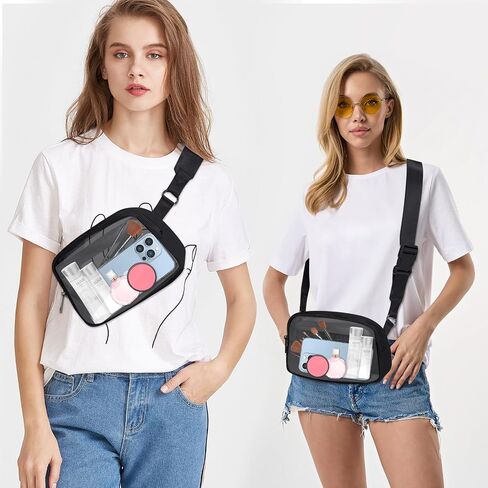 INTINI Clear Fanny Pack for Stadium Events – Small, Plus size Waist Transparent Belt Bag Sports, Concerts, and Festivals Black in Saudi Arabia
