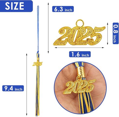Graduation Tassel 2025, Graduation Cap Tassel, 2025 Tassels for Graduation Cap 2025 Graduation Hat Decoration Tassel with The 2025 Year Gold Charm for Graduate Ceremonies Accessories Blue White in Kuwait
