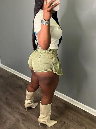 Womens Denim Jeans Skirt Shorts Mini Cargo High Waist Sexy Plus Size Pleated Skorts in Saudi Arabia