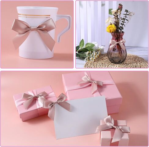 Molain 50Pcs Satin Ribbon Bows 3" Self Adhesive Satin Bows Premade Ribbon Bows with Double-Sided Tape Satin Ribbon Mini Bows for Craft Sewing Scrapbooking Wedding and Gift Wrapping(Rose Gold) in Saudi Arabia