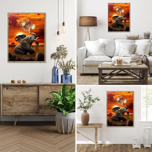 AIRDEA Sunflowers Diamond Art Kits for Adults Round Full Drill Diamond Art Kits Flowers Diamond Art Painting Kits for Beginners Home Wall Art Décor (Orange Gray) in Saudi Arabia