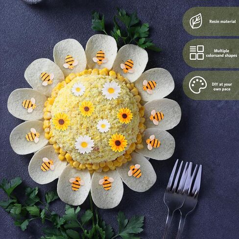 KALIONE 100 Pcs Mini Resin Bee Daisy Flowers Ladybugs Charms Flatback Resin Charms Embellishments for Crafts Bumblebee Decor Daisy Beads for Women DIY Craft Wreath Scrapbooking Party Home Decorations in Saudi Arabia