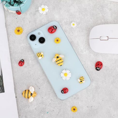 KALIONE 100 Pcs Mini Resin Bee Daisy Flowers Ladybugs Charms Flatback Resin Charms Embellishments for Crafts Bumblebee Decor Daisy Beads for Women DIY Craft Wreath Scrapbooking Party Home Decorations in Saudi Arabia