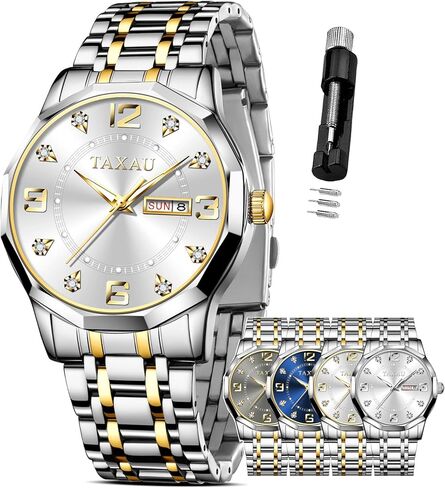 Men's Watch Fashion Nice Luxury Watches for Men Mens Dress Watch with Day Date Waterproof Stainless Steel Men Watch Analog Quartz Men's Wrist Watches Big Dial Mens Watches in Saudi Arabia
