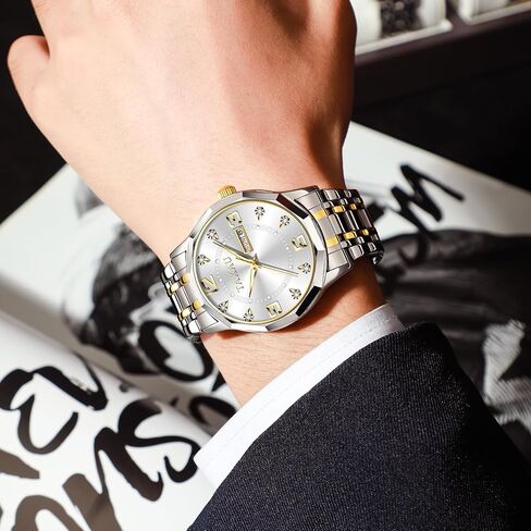 Men's Watch Fashion Nice Luxury Watches for Men Mens Dress Watch with Day Date Waterproof Stainless Steel Men Watch Analog Quartz Men's Wrist Watches Big Dial Mens Watches in Saudi Arabia