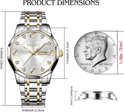 Men's Watch Fashion Nice Luxury Watches for Men Mens Dress Watch with Day Date Waterproof Stainless Steel Men Watch Analog Quartz Men's Wrist Watches Big Dial Mens Watches in Saudi Arabia