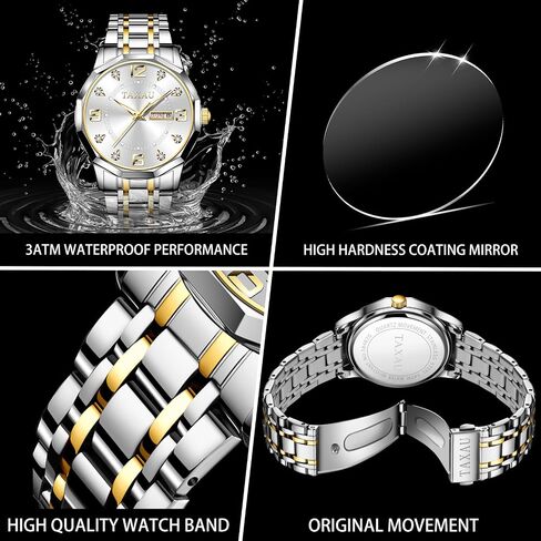 Men's Watch Fashion Nice Luxury Watches for Men Mens Dress Watch with Day Date Waterproof Stainless Steel Men Watch Analog Quartz Men's Wrist Watches Big Dial Mens Watches in Saudi Arabia