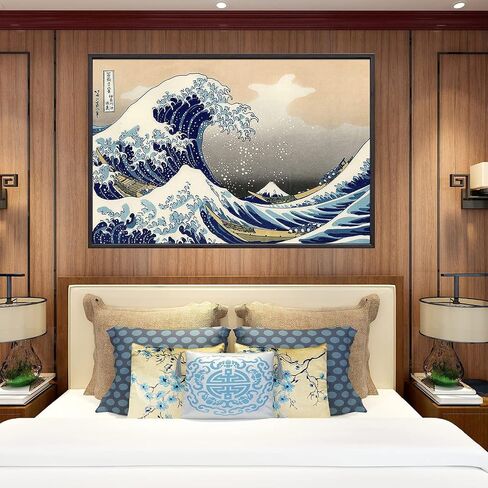 مجموعات طلاء HJMGL 5D Diamond AIT للبالغين، موجة رائعة من Kanagawa Ukiyo-e، حفر كامل دائري DIY ملصقات فنية ماسية عبر الغرز لتزيين جدران المنزل (15.7 × 11.8 بوصة) in Saudi Arabia