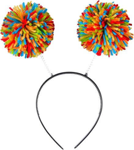 Spooktacular Creations Halloween Rainbow Pom Pom Headbopper Headband, Vibrant Head Bopper for Kids Adults Girls Women Halloween Costume Wacky Crazy Hair Day Party Accessories Props in Saudi Arabia