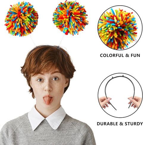 Spooktacular Creations Halloween Rainbow Pom Pom Headbopper Headband, Vibrant Head Bopper for Kids Adults Girls Women Halloween Costume Wacky Crazy Hair Day Party Accessories Props in Saudi Arabia