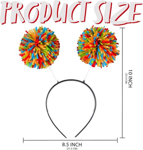 Spooktacular Creations Halloween Rainbow Pom Pom Headbopper Headband, Vibrant Head Bopper for Kids Adults Girls Women Halloween Costume Wacky Crazy Hair Day Party Accessories Props in Saudi Arabia