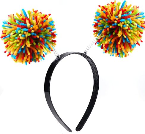 Spooktacular Creations Halloween Rainbow Pom Pom Headbopper Headband, Vibrant Head Bopper for Kids Adults Girls Women Halloween Costume Wacky Crazy Hair Day Party Accessories Props in Saudi Arabia