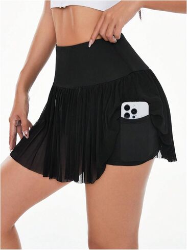 Women's High Waisted Mesh Workout Tennis Skirt Golf Skorts Athletic Short Skrits with Pockets in Saudi Arabia