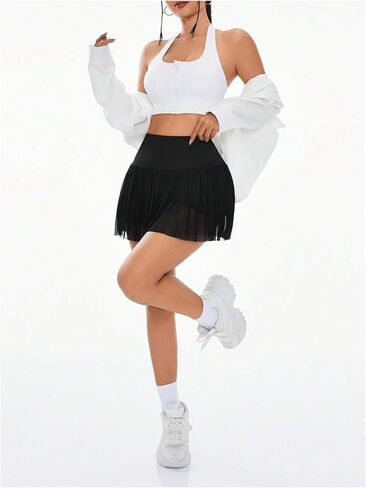 Women's High Waisted Mesh Workout Tennis Skirt Golf Skorts Athletic Short Skrits with Pockets in Saudi Arabia