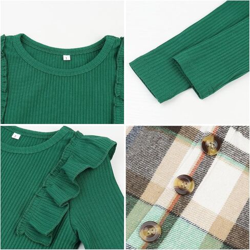 AGQT Toddler Girls Long Sleeve Knitted Shirt Sweater Tops & Plaid Pleated Mini Skirt Set Fall Winter 2 Piece Set in Saudi Arabia
