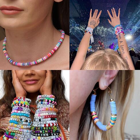 XICPUPU 6000PCS Clay Beads Friendship Bracelet Making Kit - DIY Polymer Beads 24 Colors Set with Charms, Elastic Strings& Accessories- Creative Craft Jewelry Making Kit for Kids in Saudi Arabia