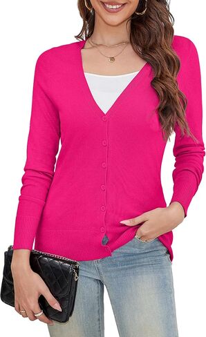 a.Jesdani Women's Button Down V Neck Long Sleeve Soft Cardigan Sweaters in Saudi Arabia
