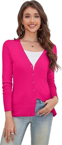 a.Jesdani Women's Button Down V Neck Long Sleeve Soft Cardigan Sweaters in Saudi Arabia